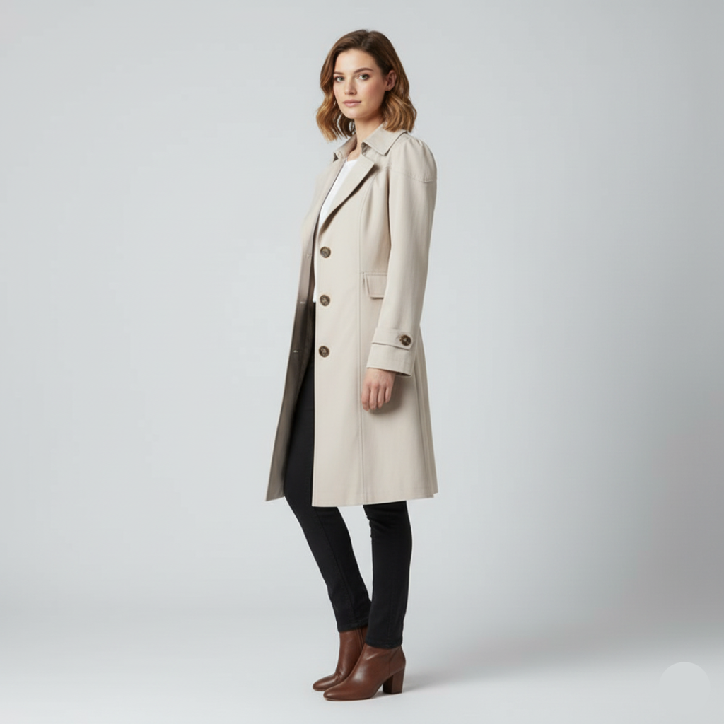 Damen Trenchcoat Chamora aus Hochwertigem Polyester – Modische Jacke für Business und Freizeit in Neutrale Farben, Größen M-5XL 0