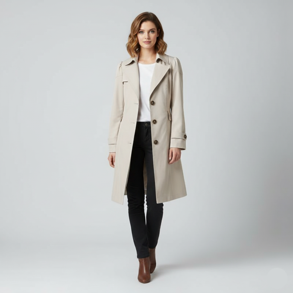 Damen Trenchcoat Chamora aus Hochwertigem Polyester – Modische Jacke für Business und Freizeit in Neutrale Farben, Größen M-5XL 0