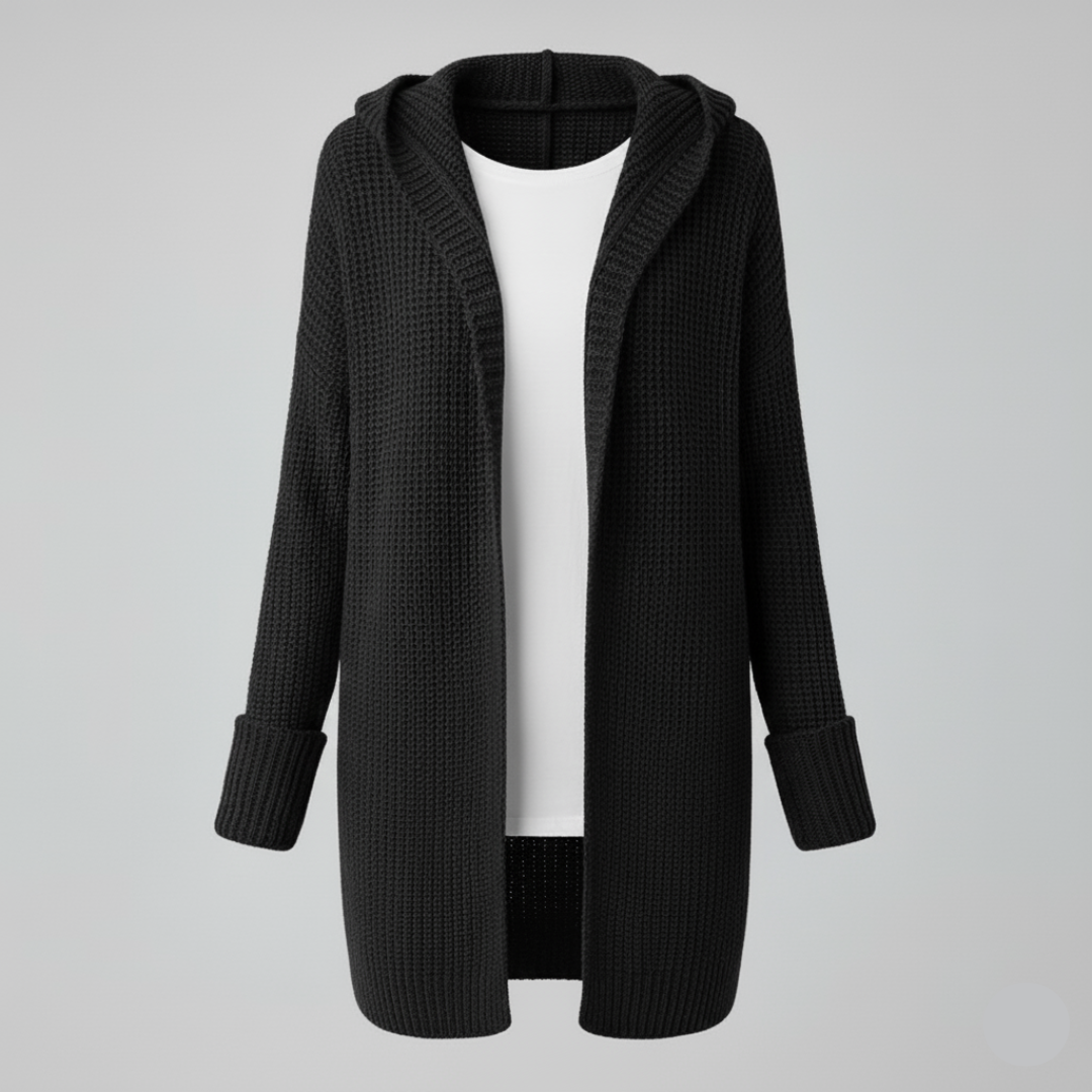 Kuscheliger Oversized Cardigan mit Kapuze für Damen – Stylischer Langarm Cardigan in Orange 0