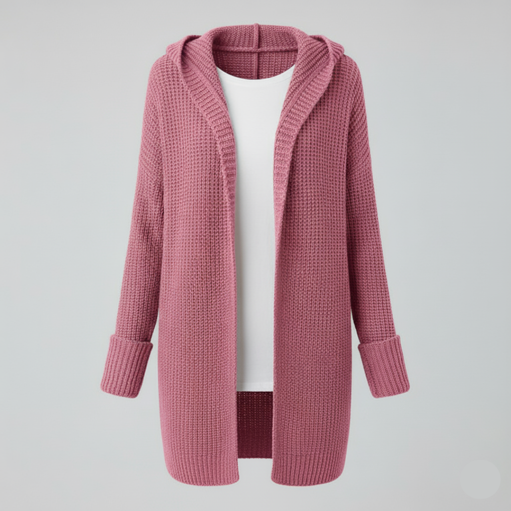 Kuscheliger Oversized Cardigan mit Kapuze für Damen – Stylischer Langarm Cardigan in Orange 0