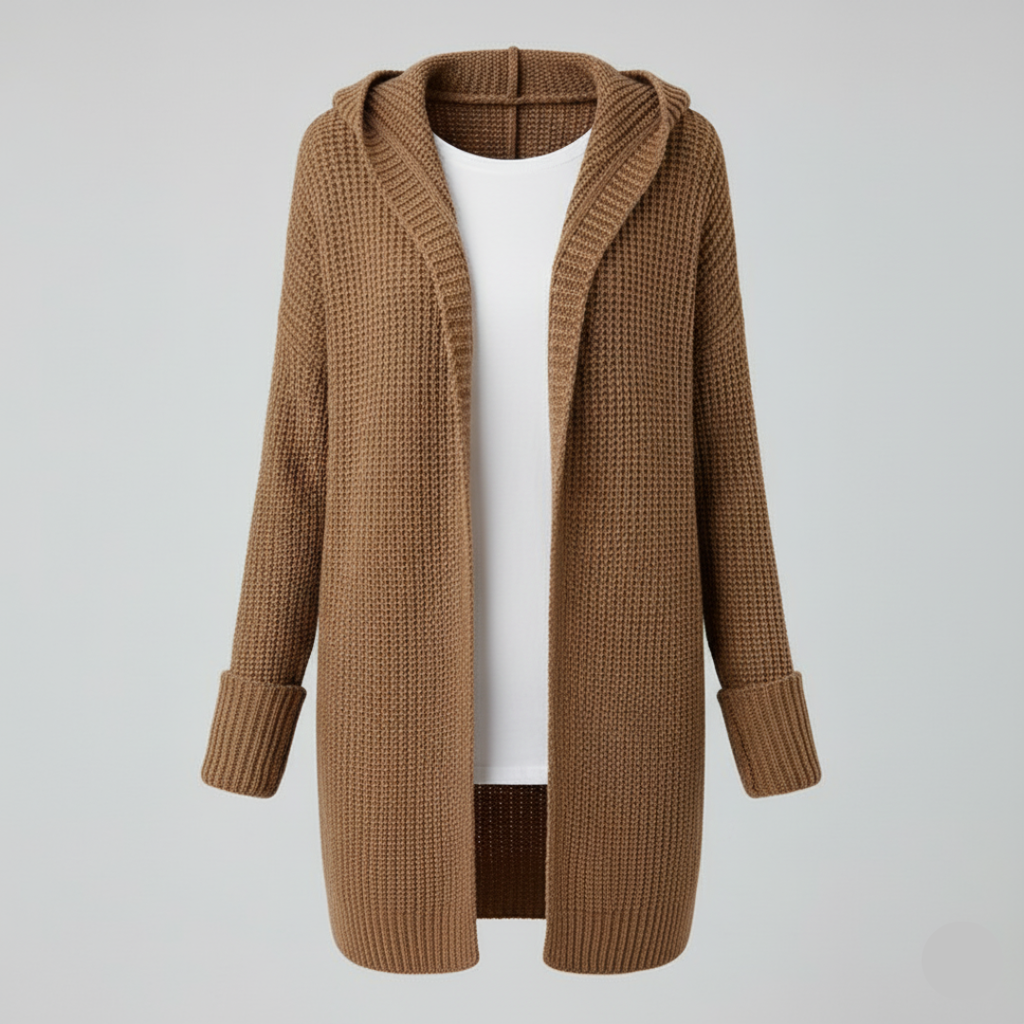 Kuscheliger Oversized Cardigan mit Kapuze für Damen – Stylischer Langarm Cardigan in Orange 0