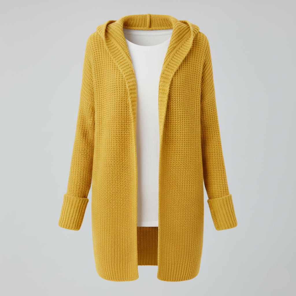 Kuscheliger Oversized Cardigan mit Kapuze für Damen – Stylischer Langarm Cardigan in Orange 0