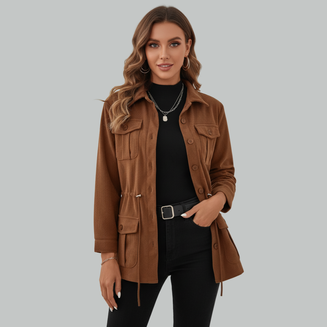 Marie - Damen Cordjacke mit Taschen | Trendige Herbstjacke für Frauen - Modische Damenjacke für den Herbst