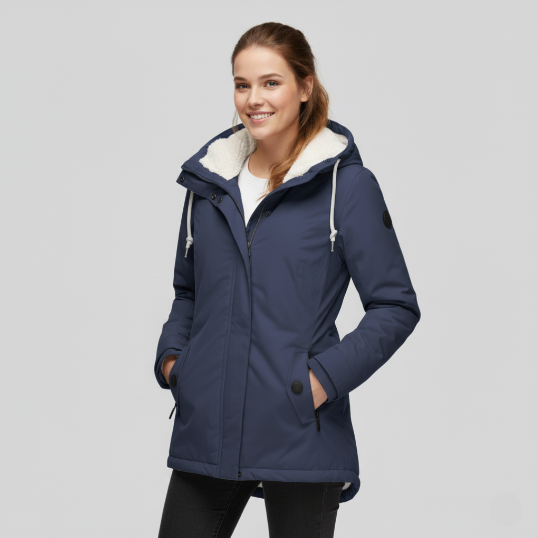 Katarine - Lange Wasserdichte Winterjacke mit Kapuze und Warmem Futter für Damen | Perfekt für Kalte Tage